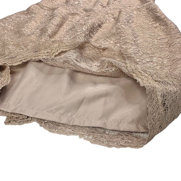 David's Bridal Nude Tan Lace Floral Overlay Mother of the Bride Dress size 18 2X - Picture 10 of 10